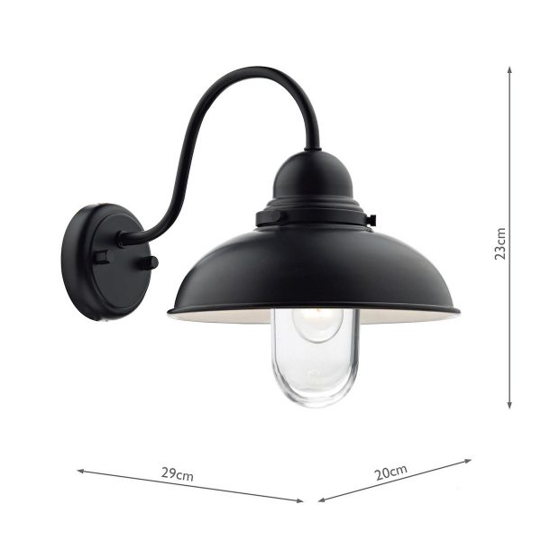 Dynamo Outdoor Wall Light Matt Black Glass IP44 - Image 5