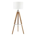 Easel Tripod Floor Lamp Light Wood Polished Chrome Base Only