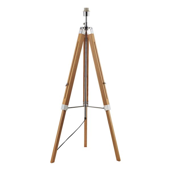 Easel Tripod Floor Lamp Light Wood Polished Chrome Base Only - Image 2
