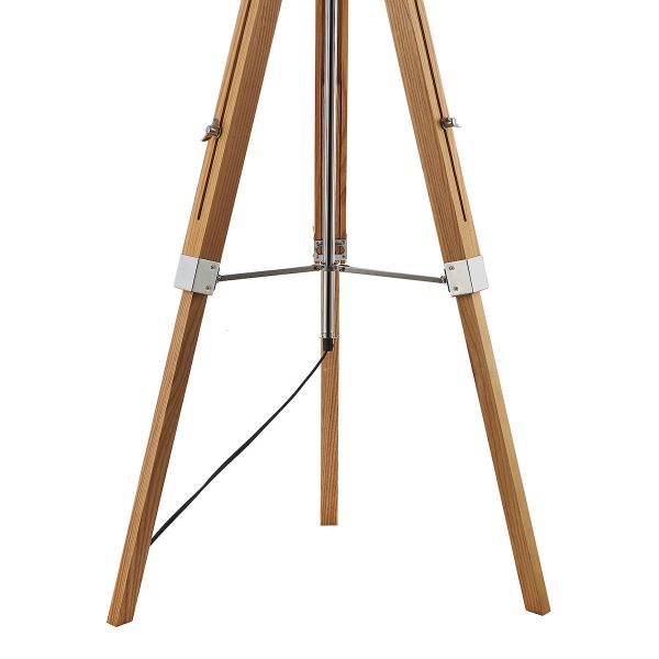 Easel Tripod Floor Lamp Light Wood Polished Chrome Base Only - Image 3