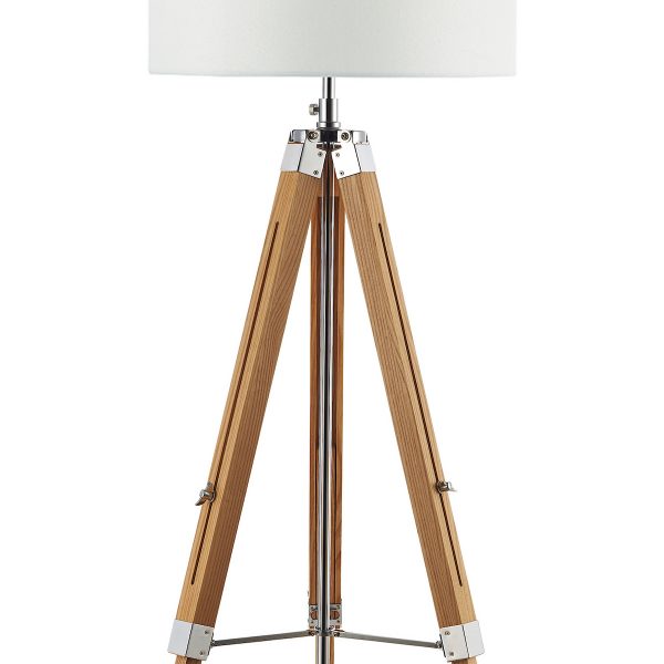 Easel Tripod Floor Lamp Light Wood Polished Chrome Base Only - Image 4