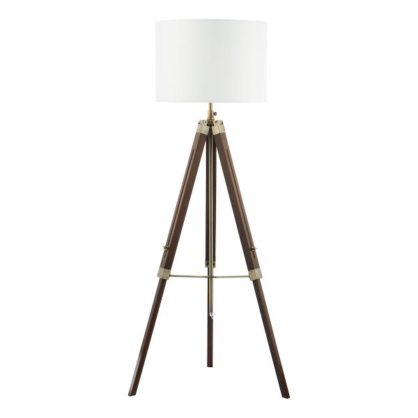 Easel Tripod Floor Lamp Dark Wood Antique Brass Base Only