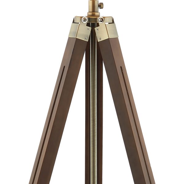 Easel Tripod Floor Lamp Dark Wood Antique Brass Base Only - Image 2