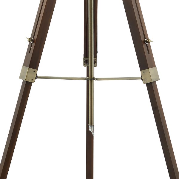 Easel Tripod Floor Lamp Dark Wood Antique Brass Base Only - Image 3