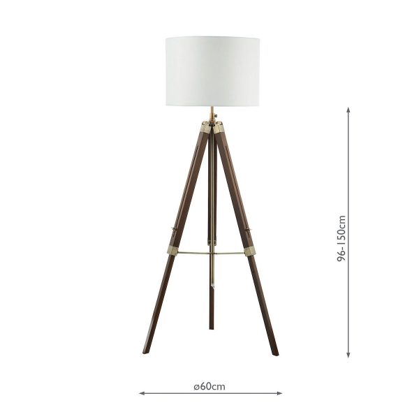 Easel Tripod Floor Lamp Dark Wood Antique Brass Base Only - Image 4
