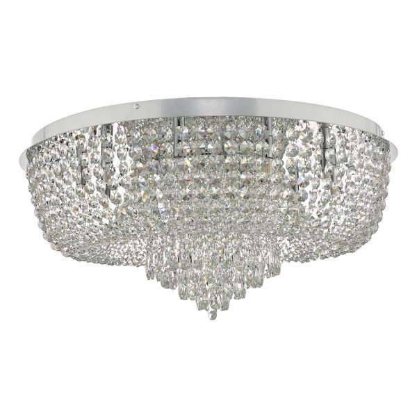 Eitan 12 Light Beaded Flush Clear and Polished Chrome - Image 2