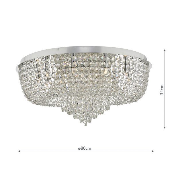 Eitan 12 Light Beaded Flush Clear and Polished Chrome - Image 6
