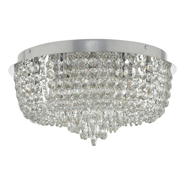 Eitan 9 Light Beaded Flush Clear and Polished Chrome - Image 2