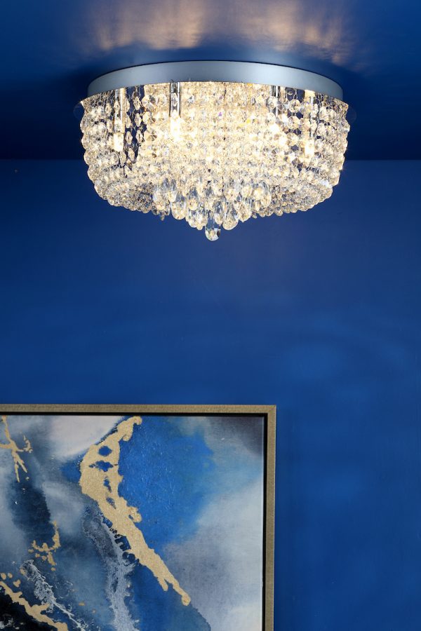 Eitan 9 Light Beaded Flush Clear and Polished Chrome - Image 6