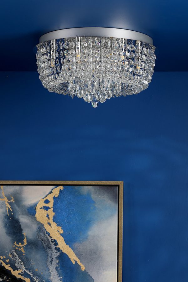 Eitan 9 Light Beaded Flush Clear and Polished Chrome - Image 7