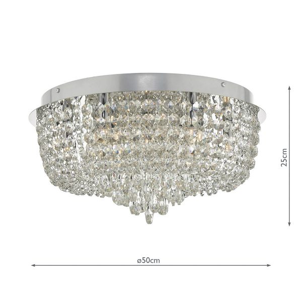 Eitan 9 Light Beaded Flush Clear and Polished Chrome - Image 8