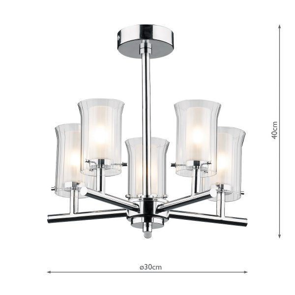 Elba Bathroom 5 Light Semi Flush Polished Chrome IP44 - Image 5