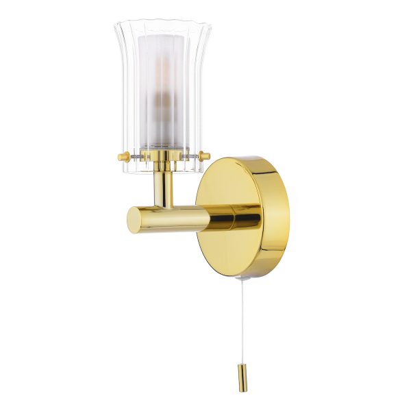 Elba Bathroom Wall Light Polished Gold Glass IP44 - Image 2