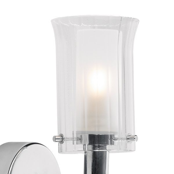 Elba Bathroom Wall Light Polished Chrome Glass IP44 - Image 2