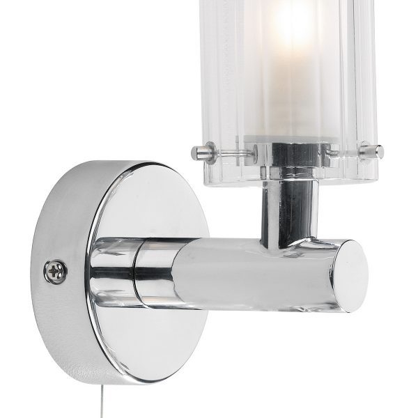 Elba Bathroom Wall Light Polished Chrome Glass IP44 - Image 3