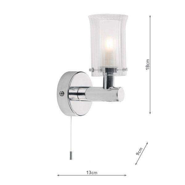 Elba Bathroom Wall Light Polished Chrome Glass IP44 - Image 4