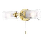 Elba Bathroom 2 Light Wall Light Polished Gold Glass IP44