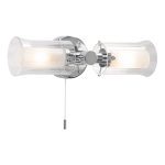 Elba Bathroom 2 Light Wall Light Polished Chrome Glass IP44