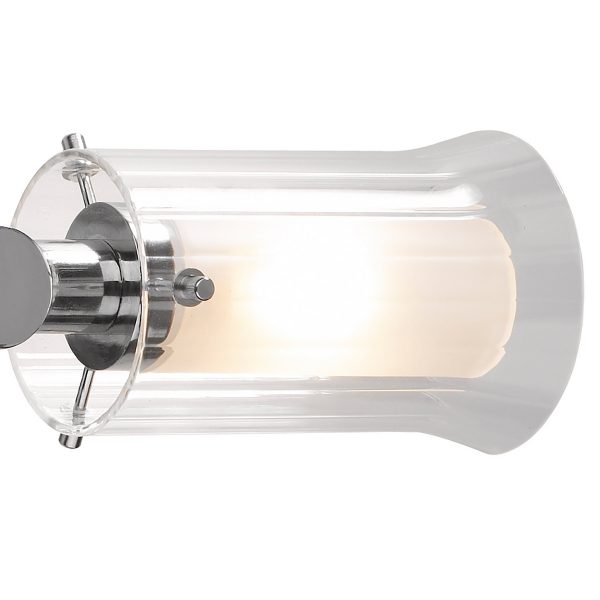 Elba Bathroom 2 Light Wall Light Polished Chrome Glass IP44 - Image 3