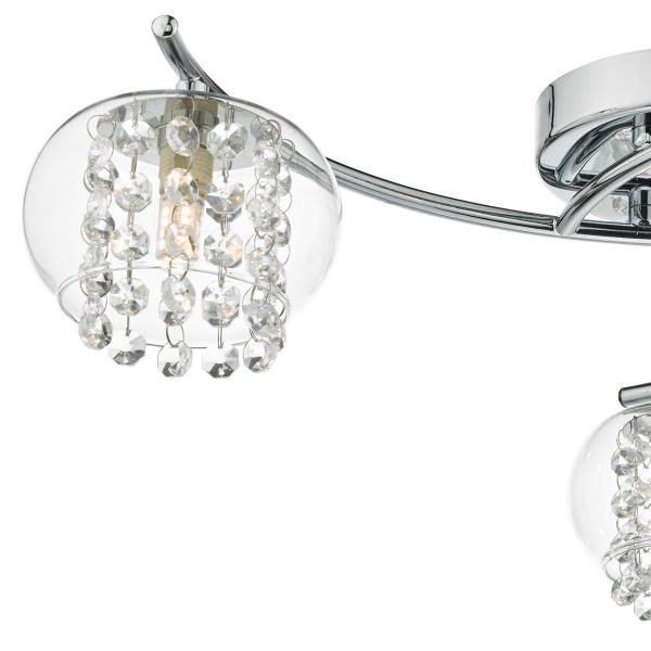 Elma 3 Light Semi Flush Polished Chrome Glass - Image 2