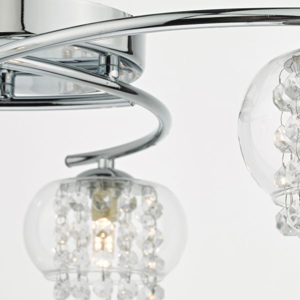 Elma 3 Light Semi Flush Polished Chrome Glass - Image 4