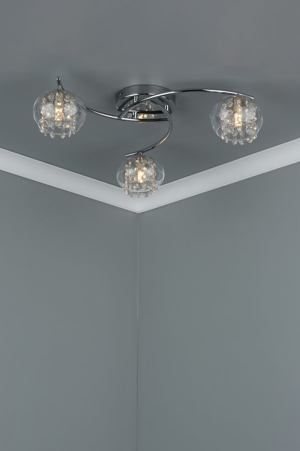 Elma 3 Light Semi Flush Polished Chrome Glass - Image 6