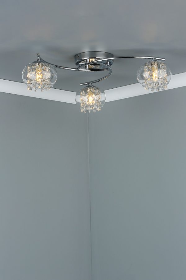 Elma 3 Light Semi Flush Polished Chrome Glass - Image 7