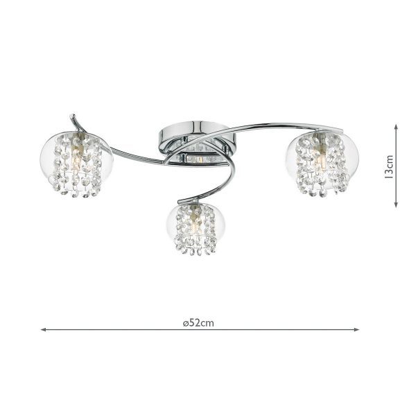 Elma 3 Light Semi Flush Polished Chrome Glass - Image 8