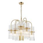 Eniola 9 Light Pendant Natural Brass and Glass