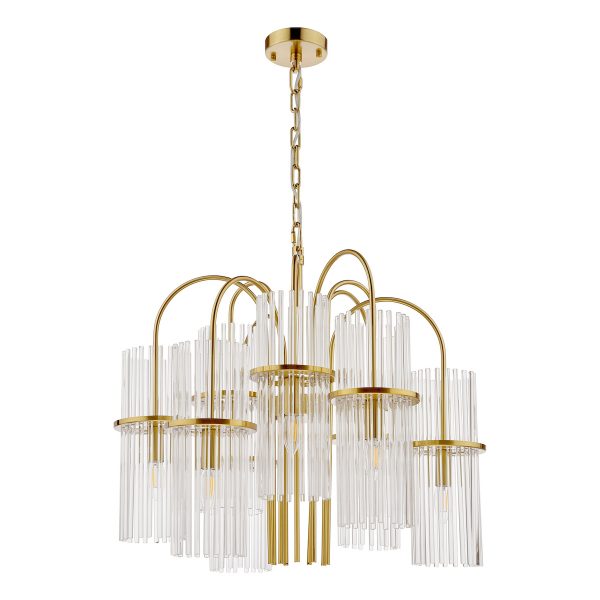 Eniola 9 Light Pendant Natural Brass and Glass - Image 2