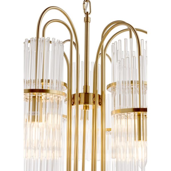 Eniola 9 Light Pendant Natural Brass and Glass - Image 3