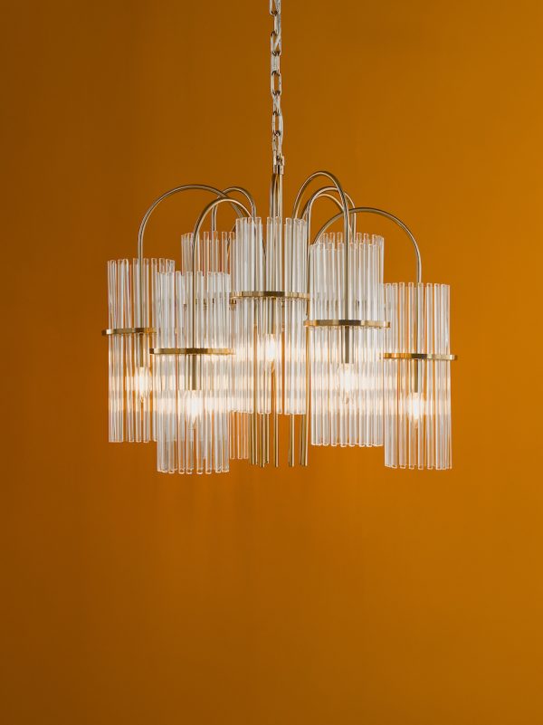 Eniola 9 Light Pendant Natural Brass and Glass - Image 8