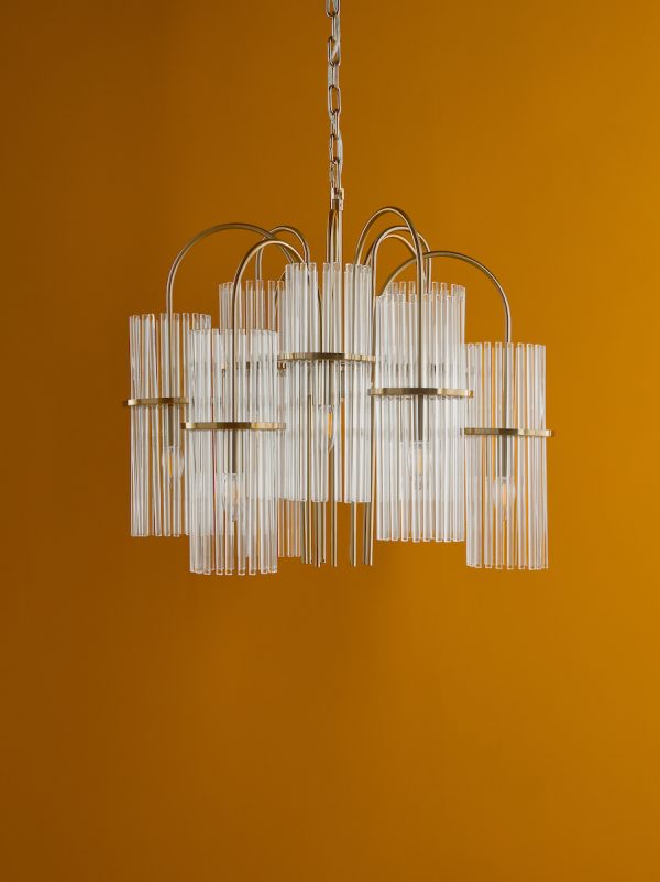 Eniola 9 Light Pendant Natural Brass and Glass - Image 9