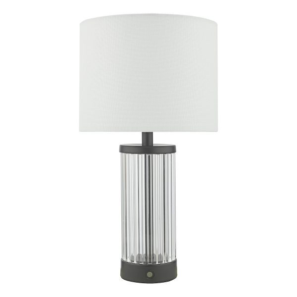 Enrico Rechargeable Table Lamp Satin Black and Glass With Shade LED - Image 2