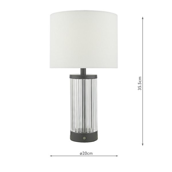 Enrico Rechargeable Table Lamp Satin Black and Glass With Shade LED - Image 6