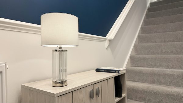 Enrico Rechargeable Table Lamp Polished Nickel and Glass With Shade LED - Image 6