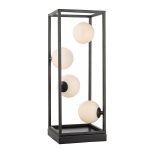 Ensio 4 Light Table Lamp Matt Black & Opal Glass