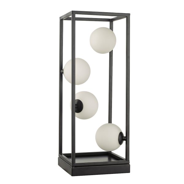 Ensio 4 Light Table Lamp Matt Black & Opal Glass - Image 2
