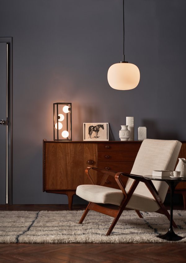 Ensio 4 Light Table Lamp Matt Black & Opal Glass - Image 5