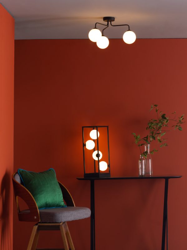 Ensio 4 Light Table Lamp Matt Black & Opal Glass - Image 6
