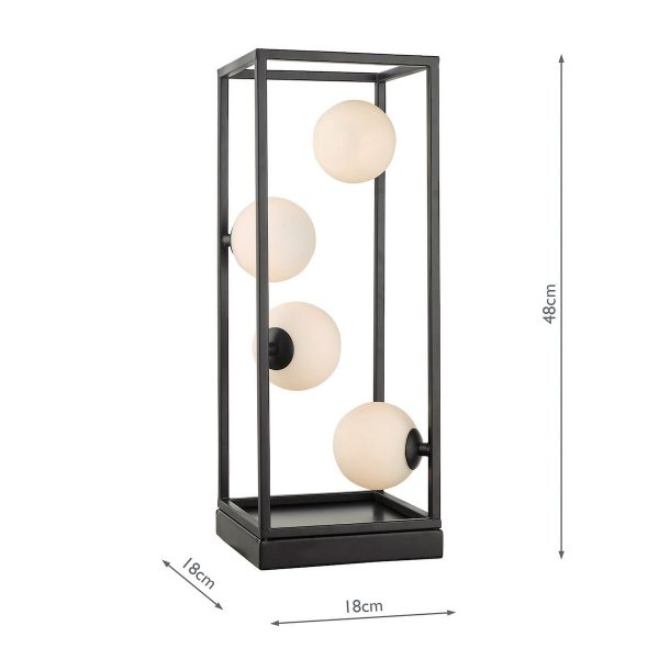 Ensio 4 Light Table Lamp Matt Black & Opal Glass - Image 7