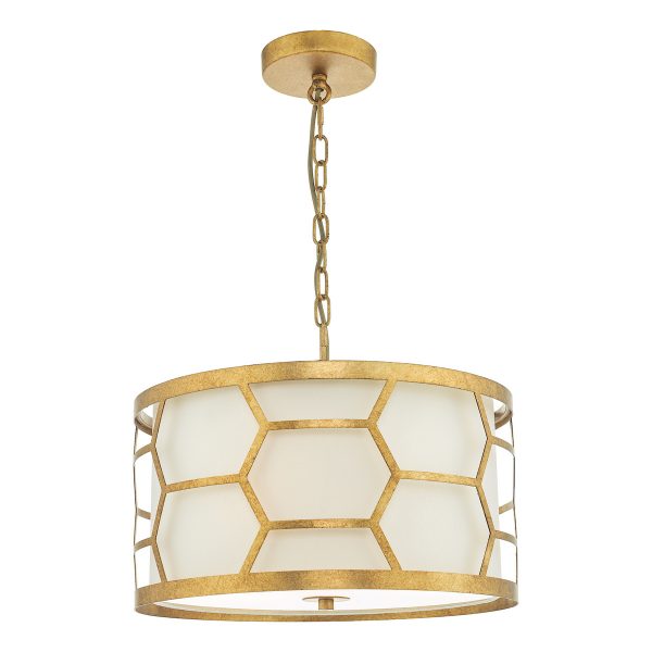 Epstein 3 Light Pendant Gold With Ivory Shade