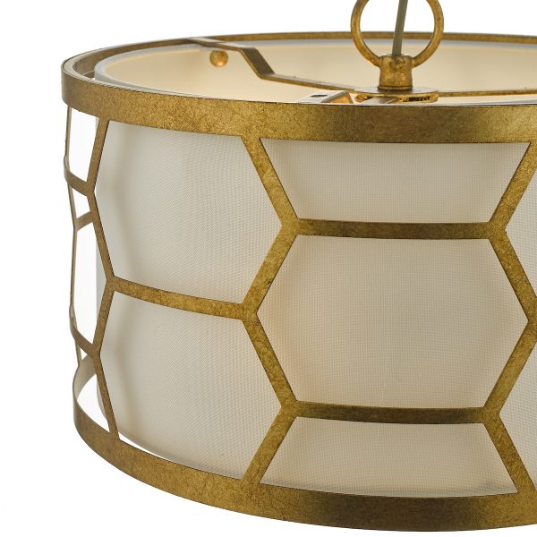 Epstein 3 Light Pendant Gold With Ivory Shade - Image 2