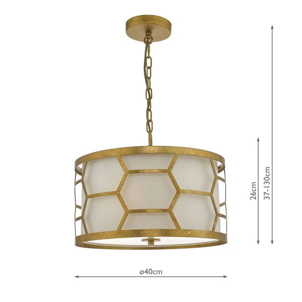 Epstein 3 Light Pendant Gold With Ivory Shade - Image 4