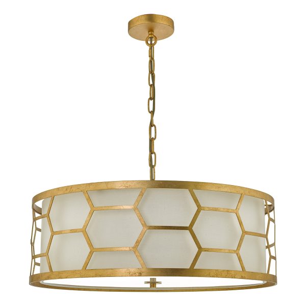 Epstein 4 Light Pendant Gold With Ivory Shade & Glass Diffuser - Image 2