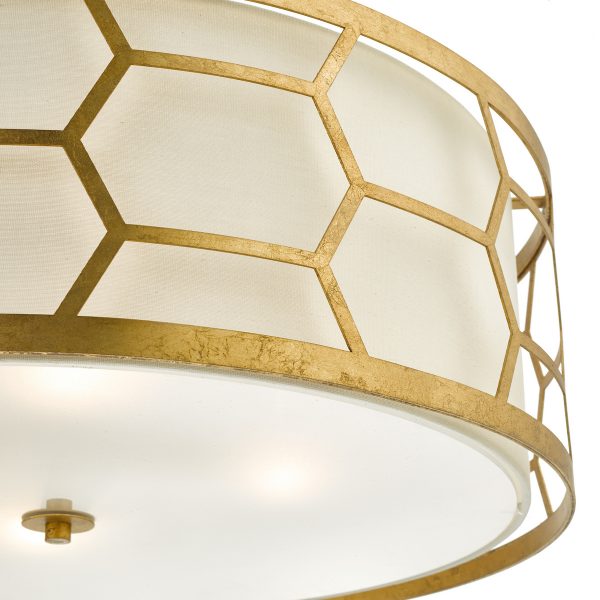 Epstein 4 Light Pendant Gold With Ivory Shade & Glass Diffuser - Image 3