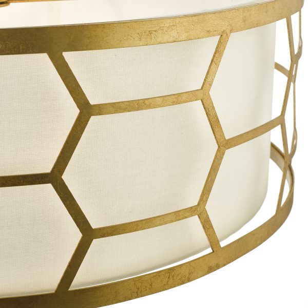 Epstein 4 Light Pendant Gold With Ivory Shade & Glass Diffuser - Image 4