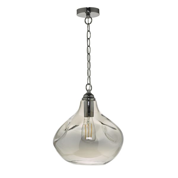 Esarosa 1 Light Pendant Black Chrome And Smoked Glass - Image 2