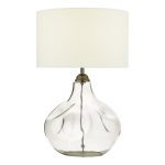 Esarosa Table Lamp Smoked Glass with White Linen Shade