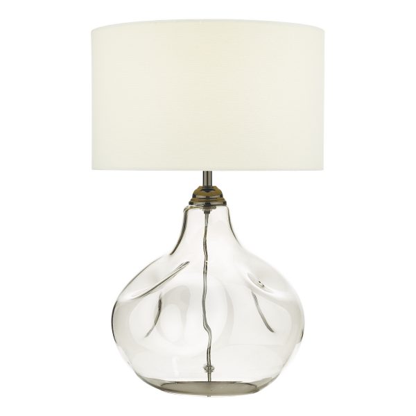 Esarosa Table Lamp Smoked Glass with White Linen Shade
